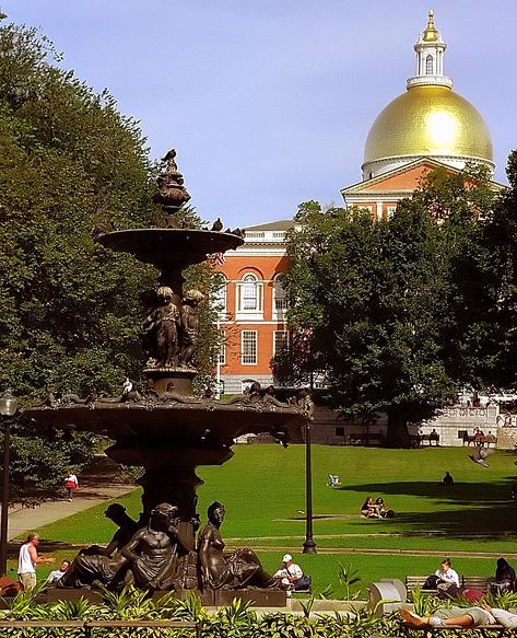 Massachusetts State House from Boston Common Belmont Massachusetts, Boston Massachusetts Photography, Boston History, Maine New England, Boston Travel, New England States, Boston Common, Boston Massachusetts, Private School