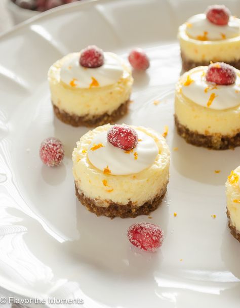 Mini Orange Cheesecake, Cranberry Orange Desserts, Cranberry Orange Cheesecake, Orange Cheesecake Recipes, Cute Thanksgiving Desserts, Holiday Cheesecake, Orange Cheesecake, Dessert Cheesecake, Orange Dessert