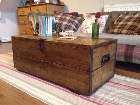 Wooden Trunk Coffee Table, Wooden Interior Design, Trunk Coffee Tables, Coffee Table Wooden, Trunk Coffee Table, Fine Furniture Design, Wooden Trunk, Coffee Table Plans, Wooden Trunks