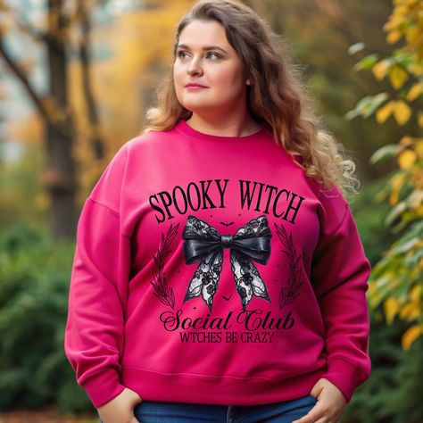 Spooky Witch Social Club Sweatshirt/Dark Flirty sweatshirt/Witches be crazy Sweatshirt/Halloween Flirty Sweatshirt/Witchcore sweatshirt Halloween Aestethic, Witches Be Crazy, Elegant Illustration, Spooky Witch, Be Crazy, Club Sweatshirts, Fun Texts, Etsy Christmas, Sweatshirt Halloween