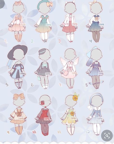 Chibi Outfits Clothes Drawing, Chibi Dress Drawing, Chibi Dress Reference, Drawing Chibi Clothes, Chibi Clothes Drawing, Cute Anime Dress, Cute Chibi Outfits, Chibi Skirt, Chibi Clothes Outfit