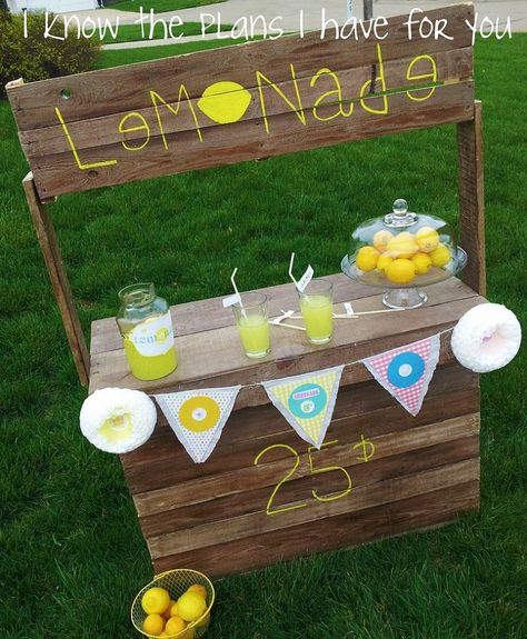 My round 3 American Crafter Challenge! This weeks theme was "Spring" so I made a Pallet Lemonade Stand! Pallet Lemonade Stand, Stick Cookies, Watermelon Wedges, Diy Lemonade Stand, Kids Lemonade, Lemonade Stands, Diy Lemonade, Outdoor Pallet Projects, Free Pallets