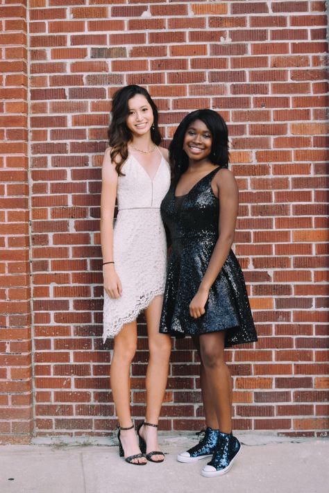 #homecoming #fancy #dresses #converse #homecoming2018 #brotherandsister #emmachamberlain #sistersquad #pretty Formal Dress With Converse, Converse Hoco Dress, Sleeveless Sequin Halter Dress For Homecoming, Dress With Converse, Horse Shelter, Emma Chamberlain, Formal Dress, Fancy Dresses, Graduation Dress