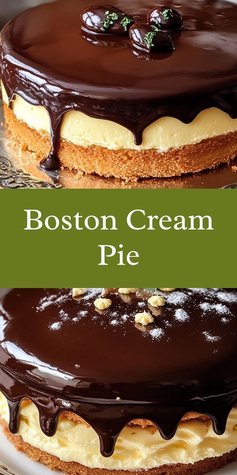 As I whisk the creamy filling, memories flood in—my grandmother by my side, sharing laughter on a sunny Sunday. The aroma fills the kitchen, and my partner's excited smile makes it all worthwhile. It’s love baked into every layer. Boston Crème Pie, Easy Boston Cream Pie, Boston Cream Pie Cake, Boston Creme Pie, 3 Ingredient Cheesecake, Boston Cream Pie Recipe, Pastry Cream Desserts, Best Turkey Recipe, 2 Ingredient Fudge