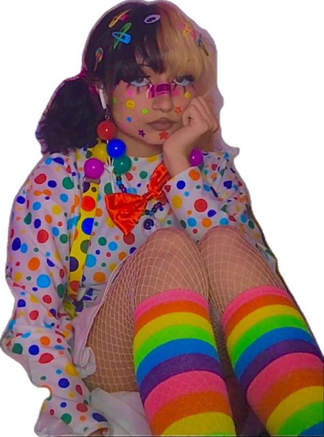 Kidcore Faceclaim, Glitch Core Outfits, Decora Style Clothes, Hypercore Outfits, Weird Core Outfit Ideas, Clownpunk Fashion, Wierd Core Outfit, Hyper Pop Outfit, Weirdcore Outfits Aesthetic