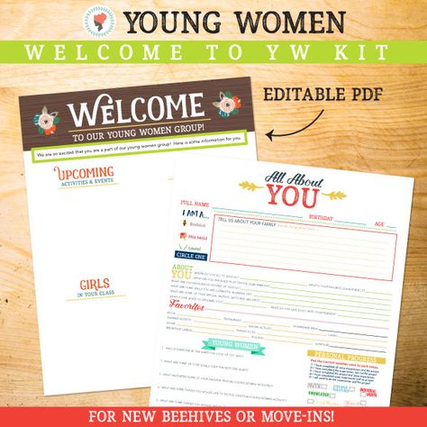 Young Women Leaders, The Red Headed Hostess, Welcome Kit, L Names, Yw Activities, Finding A Hobby, Young Women Activities, Hobbies For Women, Welcome Packet