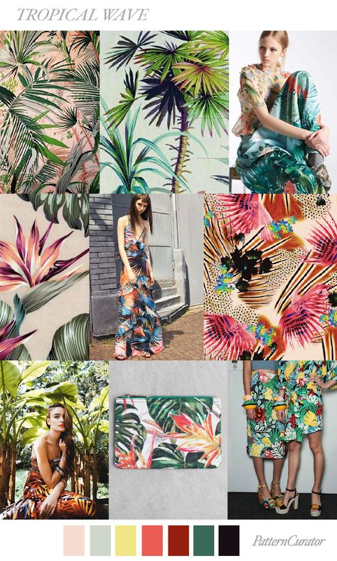 Tropical Wave | PatternCurator | Style Color Palettes | Colour | Fashion Color Palettes | Mood Boards | Color Inspiration | Personal Style Online | Online Fashion Stylist | Fashion For Working Moms & Mompreneurs Tropical Prints Pattern, Pattern Curator, Fashion Trend Inspiration, Tropical Background, Palm Spring, Tropical Prints, Color Trends Fashion, Print Trends, Watercolor Bird