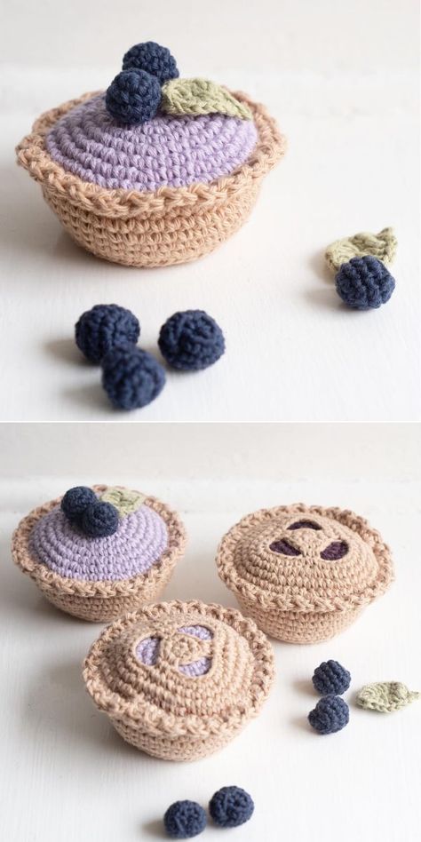 Crochet Pastries Free Pattern, Free Play Food Crochet Patterns, Crochet Bakery Free Pattern, Crochet Baked Goods, Baby Crochet Toys, Ahg Woven, Crochet Croissant, Crochet Montessori Toys, Crochet Sweets