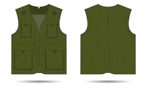 Army Vest, Cargo Vest, Military Army, Back View, Premium Vector, Mockup, Graphic Resources, Green, Quick Saves