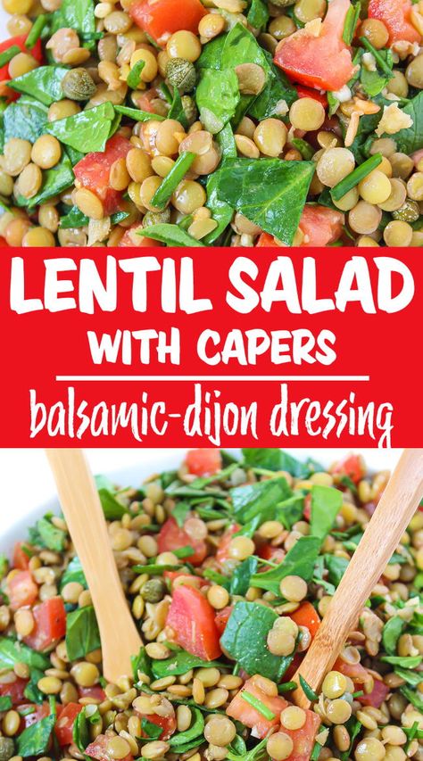 Lentil Salad with Capers and Balsamic-Dijon Dressing Recipe With Capers, Bean Protocol, Salad With Capers, Mediterranean Salads, Vegan Weeknight Meals, Healthy Reciepes, Vegan Lentil Recipes, Garden Grazer, Lentil Salad Recipes