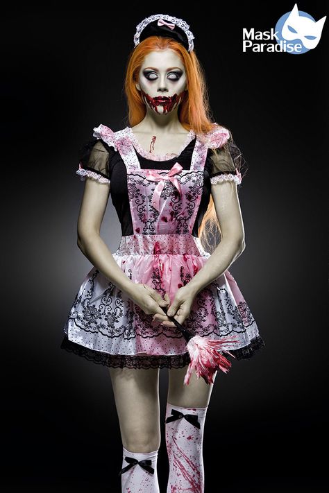 DOLLY MAID ZOMBIE COSTUME BY SELECTA FASHION Scary Girl Costumes, Zombie Costume Women, Halloween Costumes Women Scary, Maid Halloween, Zombie Halloween Costumes, Horror Halloween Costumes, Scary Halloween Costume, Diy Kostüm, Zombie Costume