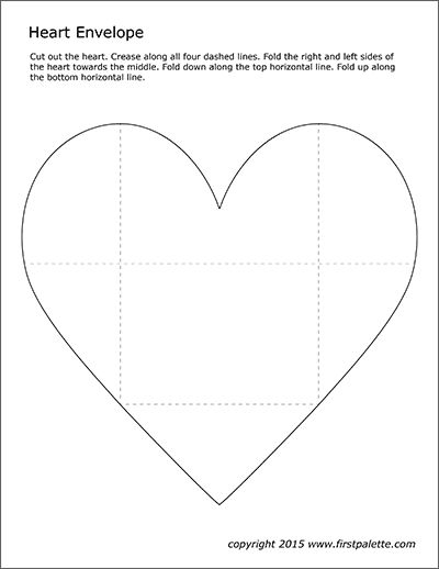 Heart Greeting Card | Free Printable Templates & Coloring Pages | FirstPalette.com Envelope From Heart, Valentine Heart Envelope, Folded Heart Envelope, Paper Heart Card Diy, How To Fold A Heart Into An Envelope, Gift Envelope Template, Heart Envelope Template Free Printable, Love Heart Envelope, Foldable Heart Template