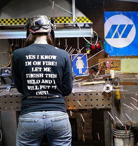 Essential Welding Equipment And Tools https://bit.ly/3GvVpQF Welding Women, Welding Clothes, Welding Certification, Women Welder, Shielded Metal Arc Welding, Welder Shirts, Welding Training, Welding Gear, Welding Ideas