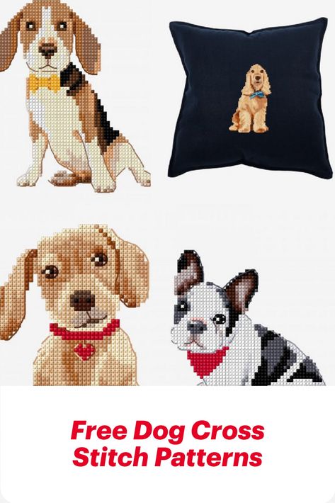 Free Dog Cross Stitch Patterns for Beagle, Cocker Spaniel, Golden Retriever and More! Cross stitch patterns dogs #crossstitch #dogs #pets #crafts Cross Stitch Patterns Dogs Crossstitch, Cross Stitch Dogs Patterns Easy, Cross Stitch Dog Patterns Free, Dog Cross Stitch Pattern Free, Dog Embroidery Patterns, Cars Cross Stitch, Cocker Spaniel Golden, Puppy Cross Stitch, Dogs Cross Stitch