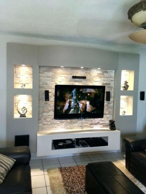 55 Modern TV Stand Design Ideas For Small Living Room #Interior Design source: https://matchness.com/2018/11/09/55-modern-tv-stand-design-ideas-for-small-living-room/ टीवी यूनिट, Cheap Living Room Decor, Tv Cabinet Design, Modern Tv Wall, Floating Cabinets, Living Room Tv Unit, Flat Screen Tv, Tv Wall Decor, Tv Wall Unit