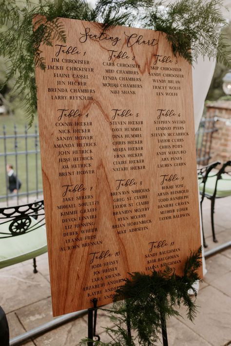 Forest Green And Wood Wedding, Wedding Seating Signage, Forest Wedding Reception Decor, Enchanted Forest Wedding Seating Chart, Forest Wedding Details, Seating Chart Wedding Rustic, Enchanted Forest Seating Chart, Wood Wedding Seating Chart, Wood Seating Chart Wedding