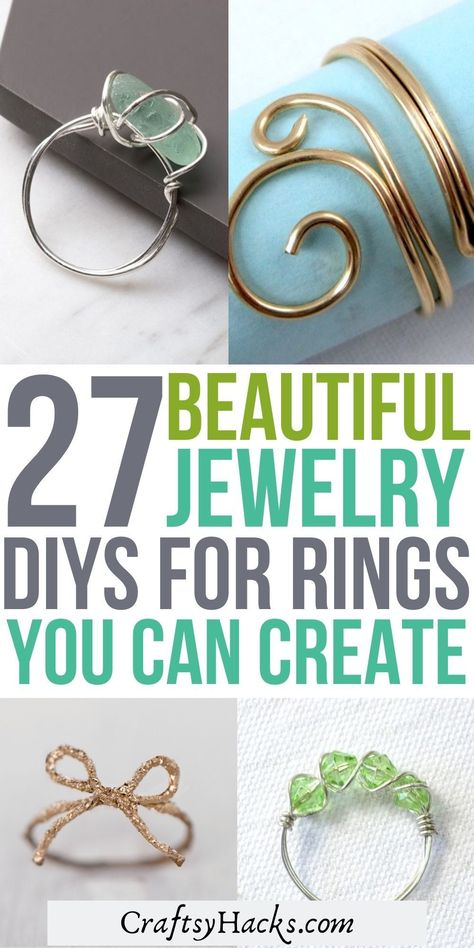 Handmade Rings Wire, Diy Wire Jewelry Rings, Jewelry Making Rings, Diy Jewelry Making Tutorials, Wire Jewelry Rings, Wire Wrapped Stone Jewelry, Diy Jewelry Rings, Wire Wrap Jewelry Designs, Wire Wrapped Jewelry Diy