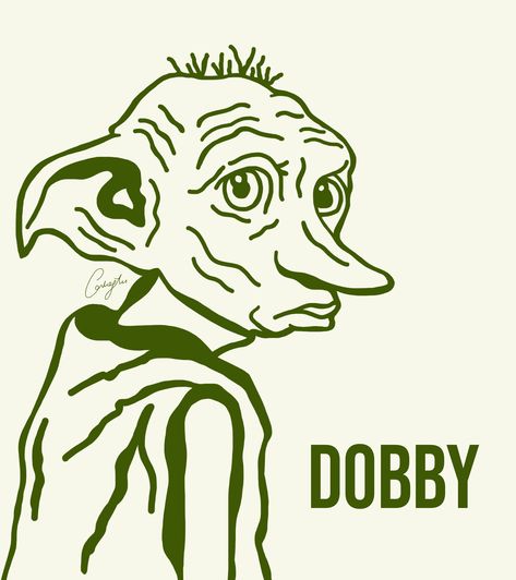 Harry Potter Aesthetic Doodles, Dobby Drawing, Harry Potter Drawings Easy, Harry Potter Stencils, Dobby Harry, Flamingo Tattoo, Harry Potter Logo, Free Dobby, Photoshop Tutorial Graphics