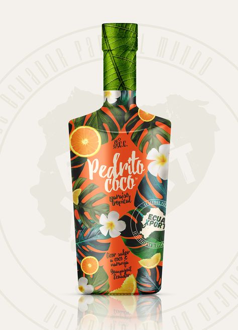 Pedrito Coco Will Have You Feeling Like You're Vacationing in the Tropics — The Dieline | Packaging & Branding Design & Innovation News Tropical Packaging, Alcohol Branding, Flavored Liquor, Coconut Liqueur, Honey Packaging, Juice Packaging, Drinks Brands, Food Company, Drinks Design