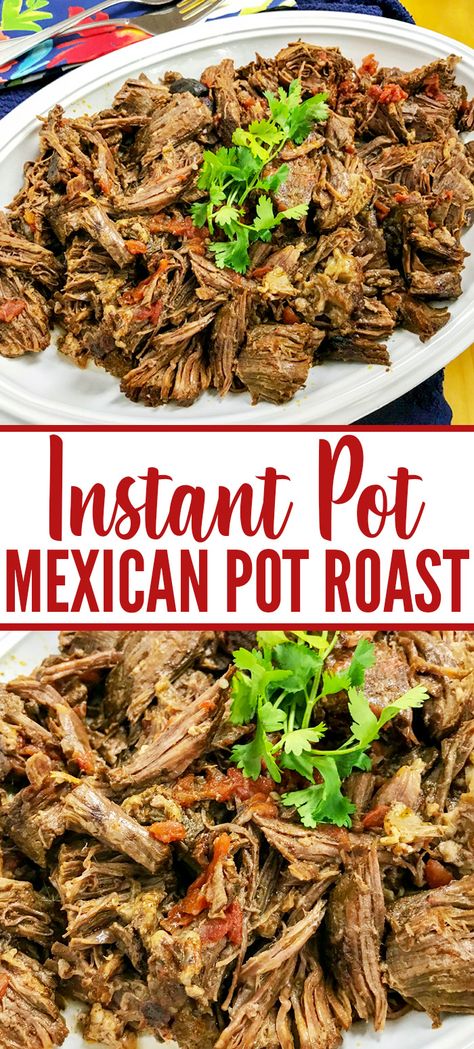 Mexican Pot Roast, Mexican Roast, Crockpot Pot Roast, Instant Pot Mexican, Chuck Roast Recipes, Pot Roast Recipe, Chipotle Peppers, Tacos Burritos, Low Carb Easy