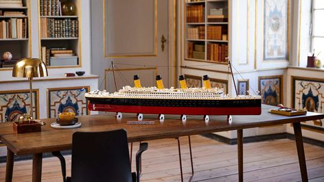 The detailed replica will be available starting on November 8 for $630. Titanic Model, Lego Titanic, Fireplace Mantel Designs, Big Lego, Famous Architecture, Cruise Boat, Lego Super Mario, Rms Titanic, Green Goblin