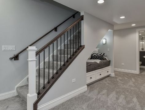 49 Amazing Luxury Finished Basement Ideas | Home Remodeling Contractors | Sebring Design Build Finished Basement Designs, Basement Staircase, Basement Decoration, Dream Basement, Basement Layout, Basement Remodel Diy, Home Remodeling Contractors, Basement Inspiration, Finished Basement Ideas