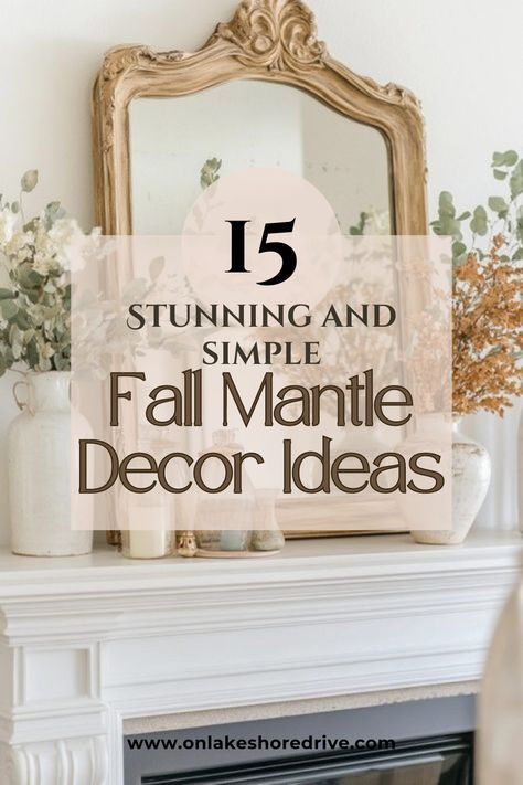 Fall Mantle DECOR IDEAS Mantel Decorating Ideas For Thanksgiving, Easy Fall Mantel Decorations, Fall Mantle With Mirror, Fall Mantle Decor 2024, Fall Mantel Decor Ideas, Fall Mantels Mantles Decor, Fall Mantle Decor Ideas, Simple Fall Mantle Decor, Fall Decor Mantle