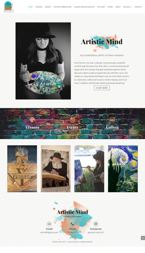 Website designed and developed for an artist that does painting classes for events among other artistic things. Art Studio Website, Website For Artist, Artist Web Design, Artist Website Design Layout, Artist Website Design, 90s Mood, Artist Portfolio Website, Painting Website, Website Design Inspiration Layout