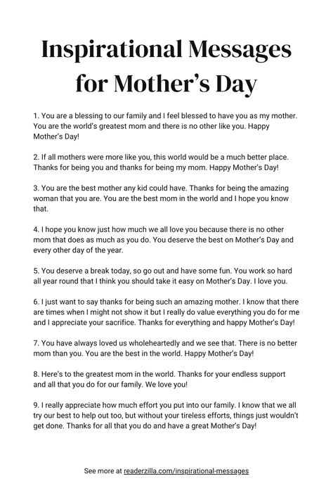 Inspirational Messages for Mother’s Day Printable Mother Day Captions Instagram, Mother’s Day Paragraph, Mother’s Day Letter Ideas, Mother Day Captions, Caption For Mother's Day, Mother’s Day Caption Ideas, Mothers Day Post For Instagram, Mothers Day Card Messages, Mother's Day Captions