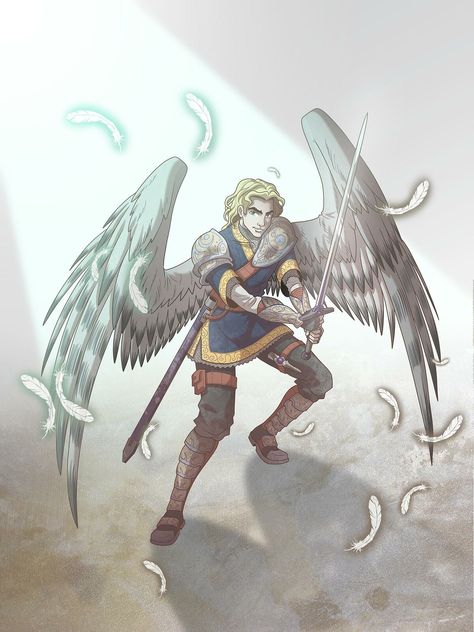 Angelic Warrior, James Art Ville on ArtStation at https://www.artstation.com/artwork/GXZ3Wz Zodiac Games, Angelic Warrior, King Character, Good Versus Evil, Winged People, Illustration Process, Grand Est, Character Portrait, Your Guardian Angel