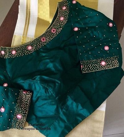 100 Latest Mirror Work Saree Blouse Designs (2021) For Lehengas and Sarees Beads Blouse Work, Simple Beads Design On Blouse, Work Saree Blouse Designs, Mirror Work Saree Blouse, Mirror Blouse Design, Mirror Work Saree, Mirror Work Blouse Design, Best Blouse Designs, Saree Blouse Neck Designs