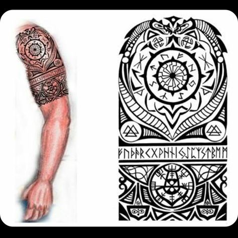 Viking Sleeve, Traditional Viking Tattoos, Tato Maori, Viking Tattoo Sleeve, Tatuagem Masculina Pequena, Vikings Tattoo, Buddha Tattoos, Norse Tattoo, Nordic Tattoo