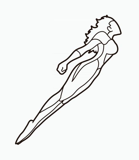 Superhero Simple Drawing, Contour Drawing Face, Superpower Drawing, Superhero Outline, Super Hero Woman, Flying Drawing, Whiteboard Design, Woman Flying, Superhero Clipart