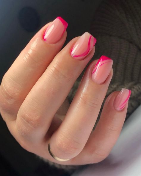 Swirls Nail Designs, Summer Nail French, Pink Nails Simple, Anc Nails, Nail Designs Hot Pink, Pink Tip Nails, Elegant Touch Nails, Teen Nails, Workplace Culture