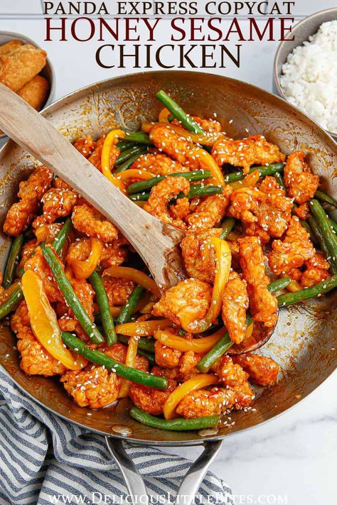 Chicken Chunks Recipe, Homemade Panda Express, Panda Express Honey Sesame Chicken, Chicken Thighs Boneless Skinless, Panda Express Copycat, Panda Express Recipes, Healthy Chicken Thigh Recipes, Honey Sesame Chicken, Sesame Chicken Recipe