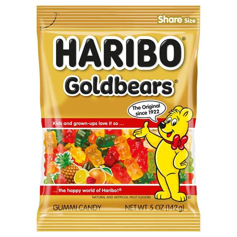 Say hello to America's Number One Selling Gummi Bear! There’s no better companion than our original HARIBO® GOLDBEARS®, the delicious treat loved by young and old alike. HARIBO GOLDBEARS® have been the gummi candy gold standard worldwide for over 90 years! Kids and grown-ups love it so, the happy world of HARIBO® Gummy Bears Haribo, Haribo Gummies, Corner Store Snacks, Gummy Candies, Candy Printables, Gummy Bears Aesthetic, Preppy Candy, Gifts For A Friend, Candy Design Packaging