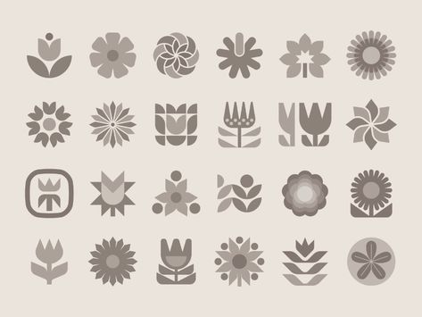 Flower set by Ethan Fender on Dribbble Nature Icon, Lotus Flower Logo, Floral Graphic Design, Boutique Logo Design, Floral Logo Design, Flower Logo Design, Flower Icons, Geometric Flower, Natural Branding