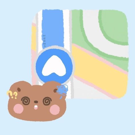 Maps App Icon, Bear App, Rabbit Icon, Kawaii App, Mobile App Icon, Map Icons, Apple Icon, Cute App, Phone Layout