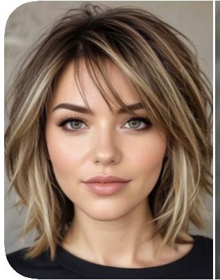 Back Of Layered Bob Haircut, Medium Hair Styles Bob, Layered Bob With Bangs Thick Hair, Short To Mid Length Hair With Layers, Above Shoulder Haircut With Bangs, Longer Bob Haircut Mid Length, Mid To Short Length Hair, Medium A Line Bob With Bangs, Layered Short Length Hair