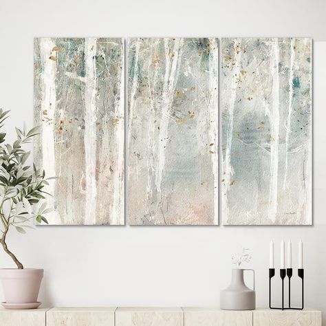 Designart 'A Woodland Walk into the Forest VII' Modern Farmhouse Canvas Art - Overstock - 28458143 - 60 in. wide x 40 in. high - 3 Panels Pearl 2022, Farmhouse Canvas Art, Farmhouse Artwork, Modern Farmhouse Wall Art, Farmhouse Canvas, Farmhouse Paintings, Woodland Walk, Beige Design, Urban Farmhouse