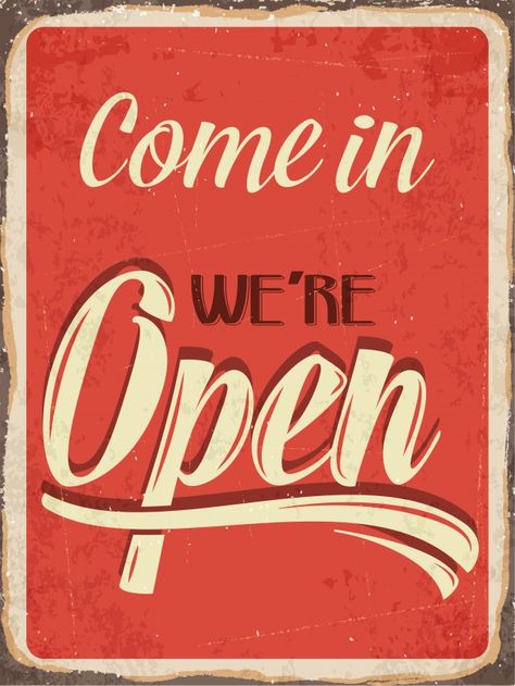 Open Sign Vintage, We Are Open Sign, Signs For Kitchen, Signs With Quotes, Signs For Business, Retro Metal Signs, Open Signs, We're Open, Retro Sign