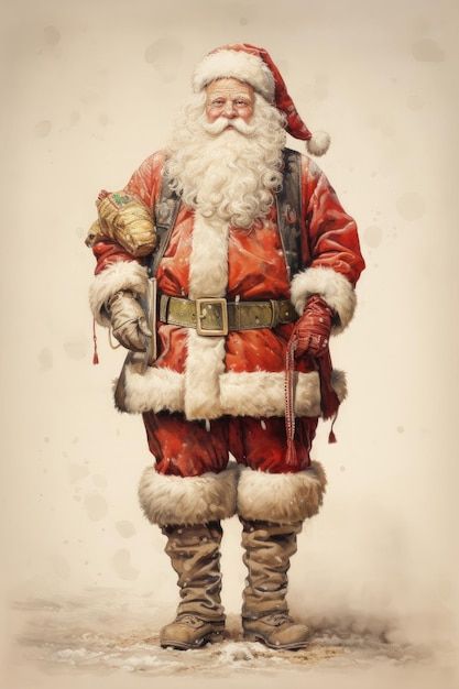 Photo full body santa claus watercolor i... | Premium Photo #Freepik #photo Vintage Santa Claus Photos, Santa Claus Pictures Image, Santa Claus Photography, Christmas Reference, Santa Claus Photos, Santa Claus Pictures, Santa Photos, Vintage Drawing, Vintage Santa Claus