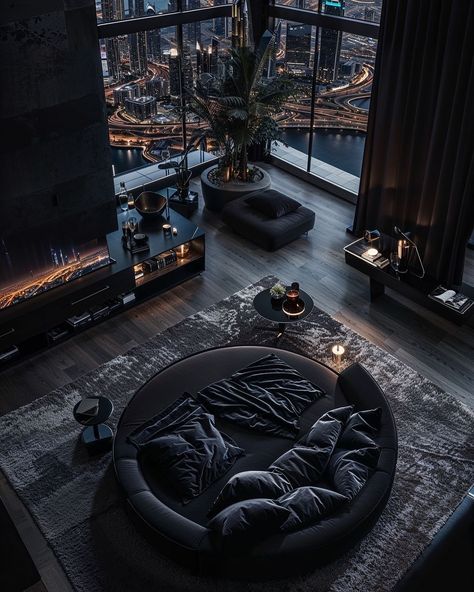 Black Modern Mansion, Dark Modern House, Dark Modern, Dark House, Dream Life House, Modern Mansion, Mansion Interior, Dark Interiors, Luxury Homes Dream Houses