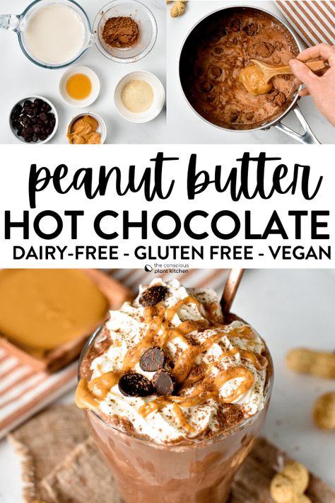 Hot Chocolate Mason Jar Recipe, Peanut Butter Hot Chocolate Recipe, Thick Hot Chocolate, Creamy Hot Chocolate Recipe, Dairy Free Hot Chocolate, Peanut Butter Hot Chocolate, Mason Jar Recipe, Hot Chocolate Spoons, Hot Drinks Recipes