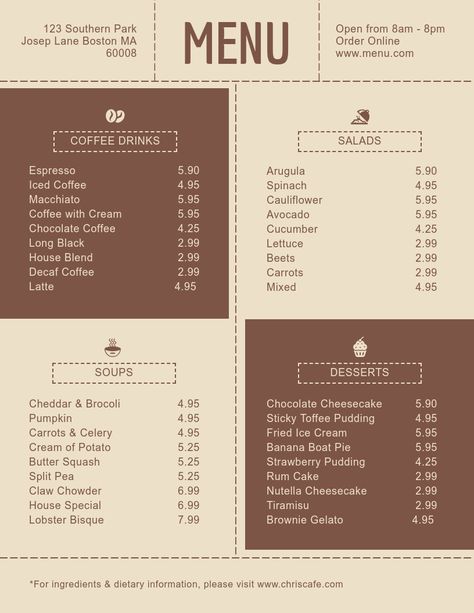 French Restaurant Menu, French Cafe Menu, Cafe Menu Template, Coffee Shop Website, Free Menu Templates, Juice Menu, Menu Maker, Strawberry Pudding, Sushi Menu