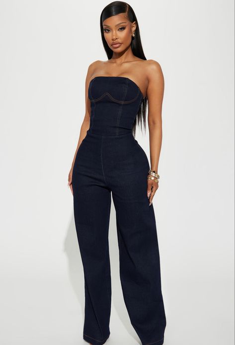 Jeans Jumpsuit Outfit, Jean Jumpsuit Outfit, Woman Evolve, Diy Pathway, Jumpsuits Jeans, Indigo Fashion, Jean Jumpsuit, Borneo Tattoo, Plus Zise