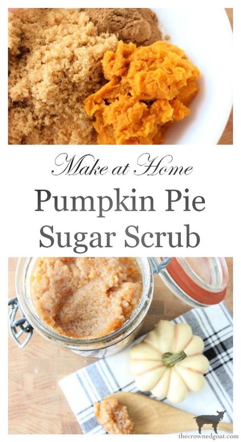 Make at Home Pumpkin Pie Sugar Scrub-The Crowned Goat Pumpkin Sugar Scrub, Sugar Scrub Homemade Recipe, Homemade Sugar Scrub, Diy Sugar Scrub Recipe, Leftover Pumpkin, Maple Pumpkin, Body Scrub Recipe, Sugar Scrub Homemade, Homemade Scrub