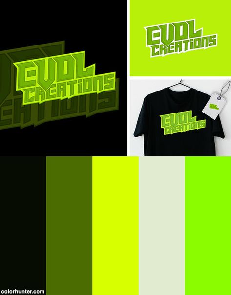 Streetwear Logo Color Scheme from colorhunter.com Color Palette For Clothing Brand Logo, Streetwear Color Combos, Street Wear Color Palette, Color Palette Streetwear, Streetwear Color Palette, Streetwear Clothing Brand Logo Ideas, Neon Green And Black Color Palette, Green Branding T-shirt For Streetwear, Logo Color Schemes