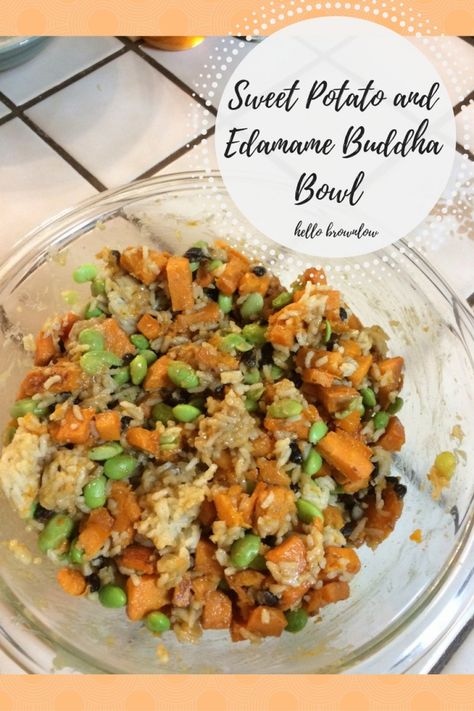 Sweet Potato and Edamame Buddha Bowl - Hello Brownlow Edamame Recipes, Plant Based Diet Meal Plan, Vegan Recipes Beginner, Tasty Dinner, Budget Meal Planning, Vegan Meal Plans, Buddha Bowl, Jasmine Rice, Big Bowl