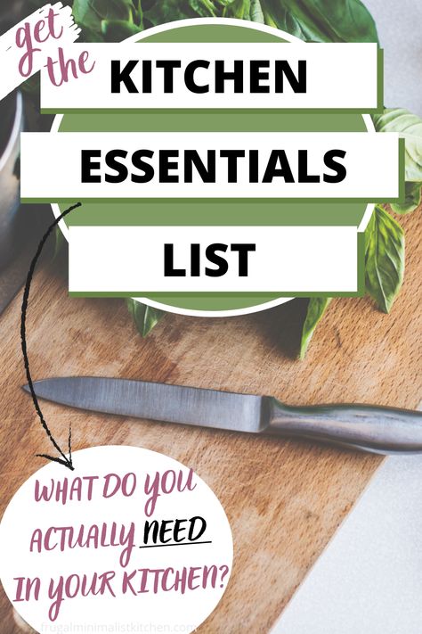 Cookware Essentials List, Minimalist Kitchen Essentials List, Kitchen Basics List, New Kitchen Checklist, Cooking Essentials List, List Of Kitchen Utensils, Kitchen Registry Checklist, Minimalist Kitchen Utensils, Kitchen Starter List